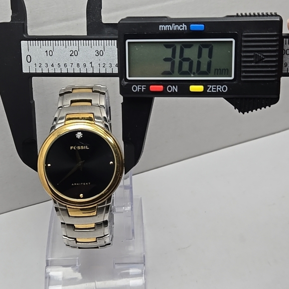 Mens Fossil Arkitekt Watch Black Diamond Dial Gold Silver Two Tone New Battery - Picture 5 of 11